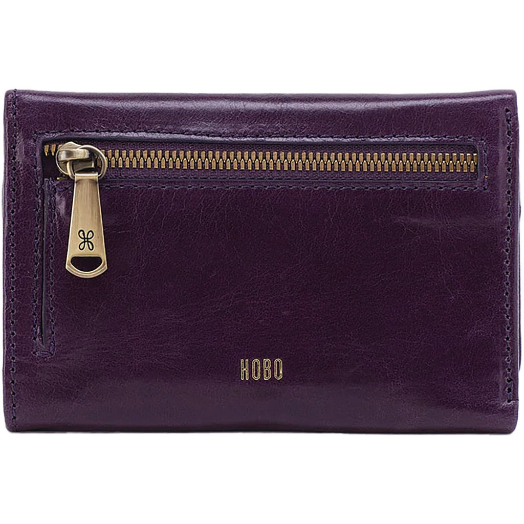 Hobo international Women's Hobo Jill Trifold Wallet Deep Purple Polished Leather Deep Purple Polished Leather