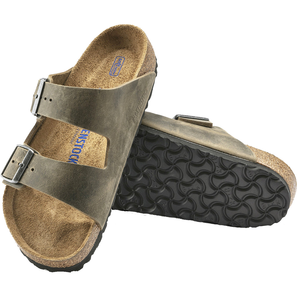 Mens Birkenstock Men's Birkenstock Arizona Soft Footbed Faded Khaki Oiled Leather Faded Khaki Oiled Leather