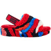 Womens Ugg Women's UGG Fluff Yeah Slide Cali Collage Red Sheepskin Cali Collage Red Sheepskin