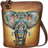 Womens Anuschka Anuschka Organizer Crossbody with Extended Side Zipper Elephant Mandala Leather Elephant Mandala Leather