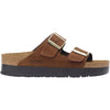 Womens Birkenstock Women's Birkenstock Arizona Platform Dark Tea Nubuck Dark Tea Nubuck