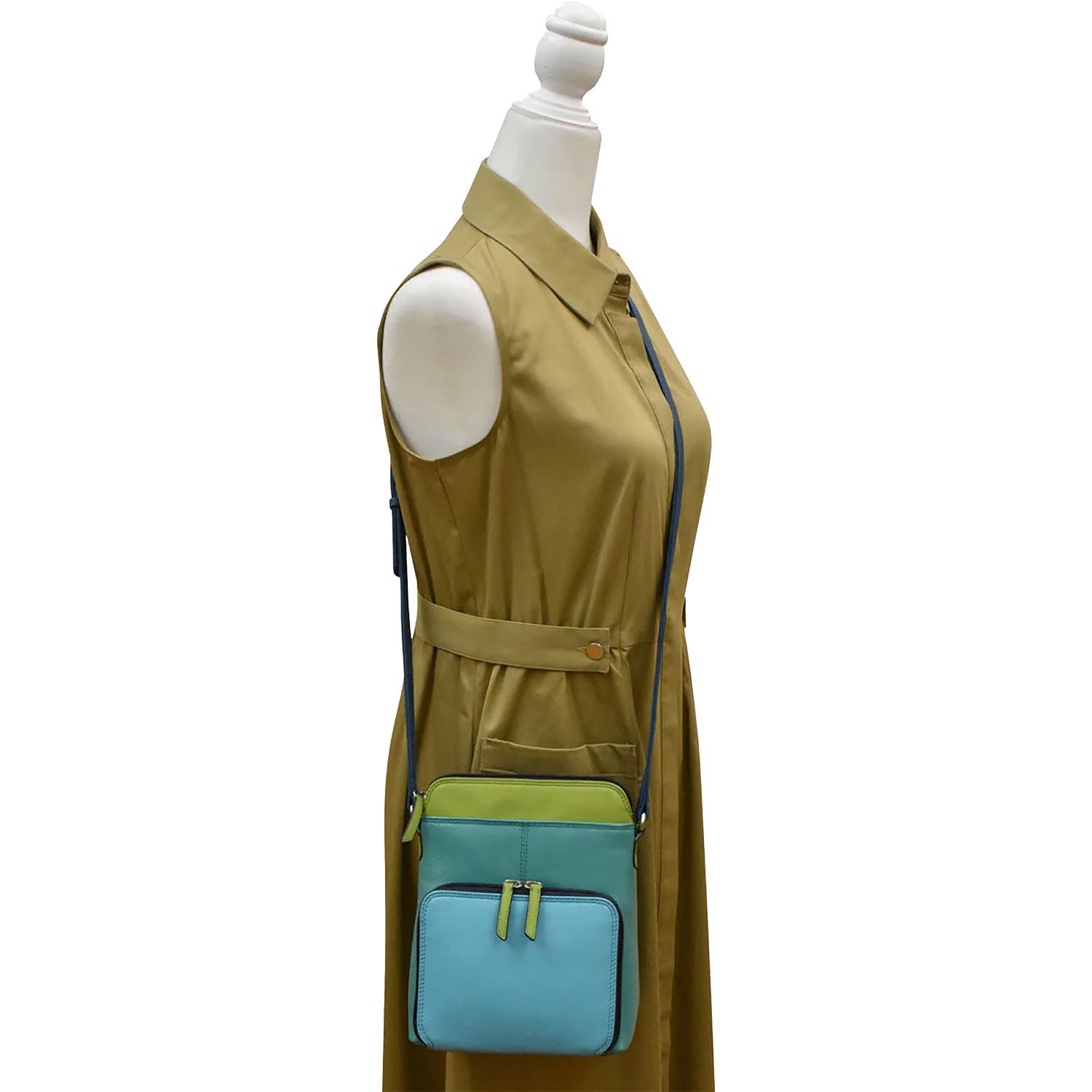 Womens Ili new york ili New York Small Crossbody Organizer Serenity Multi Leather Serenity Multi