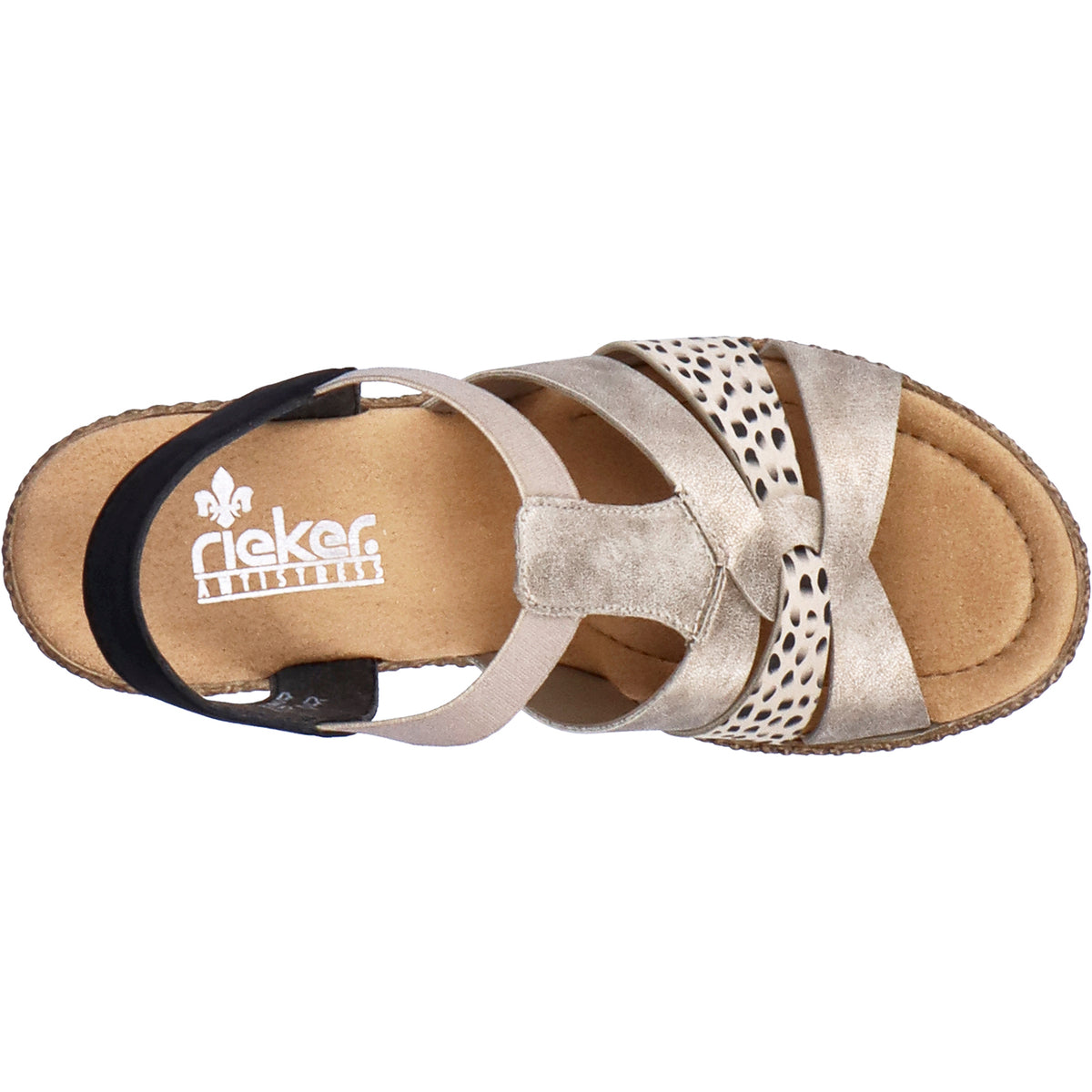 Rieker 665K3-60 Rabea K3 Women's High Heel Sandals Beige/Black
