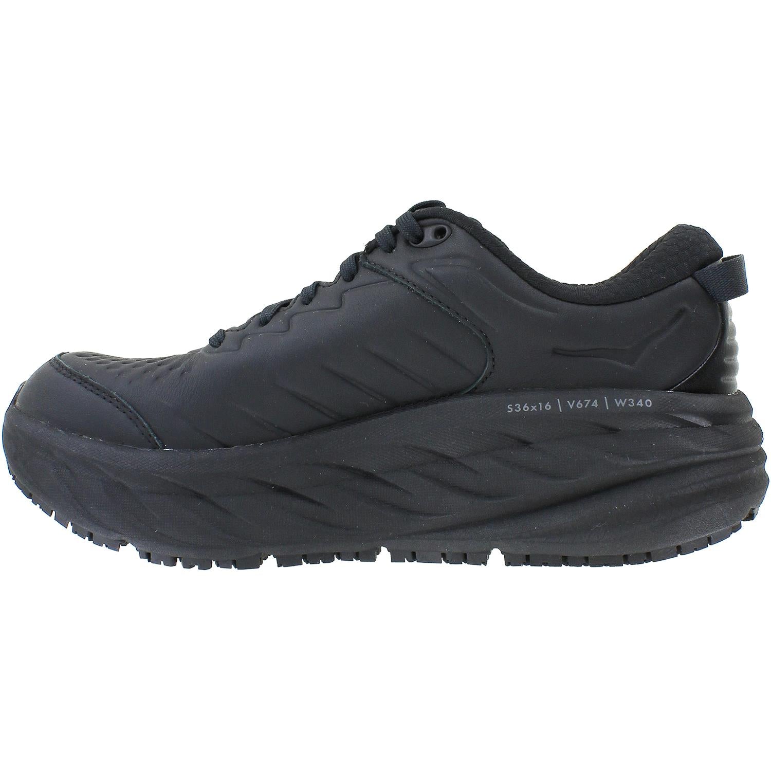 Womens Hoka one one Women's Hoka Bondi SR Black Leather (Neutral Support) Black Leather