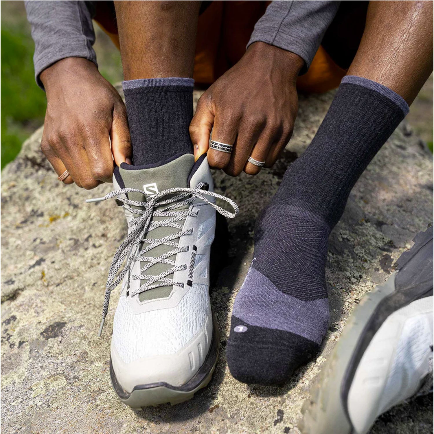 Unisex Feetures Unisex Feetures Trail Max Cushion Mini Crew Charcoal Charcoal