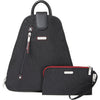 Womens Baggallini Baggallini Metro Backpack With RFID Phone Wristlet Black Cheetah Nylon Black Cheetah Nylon