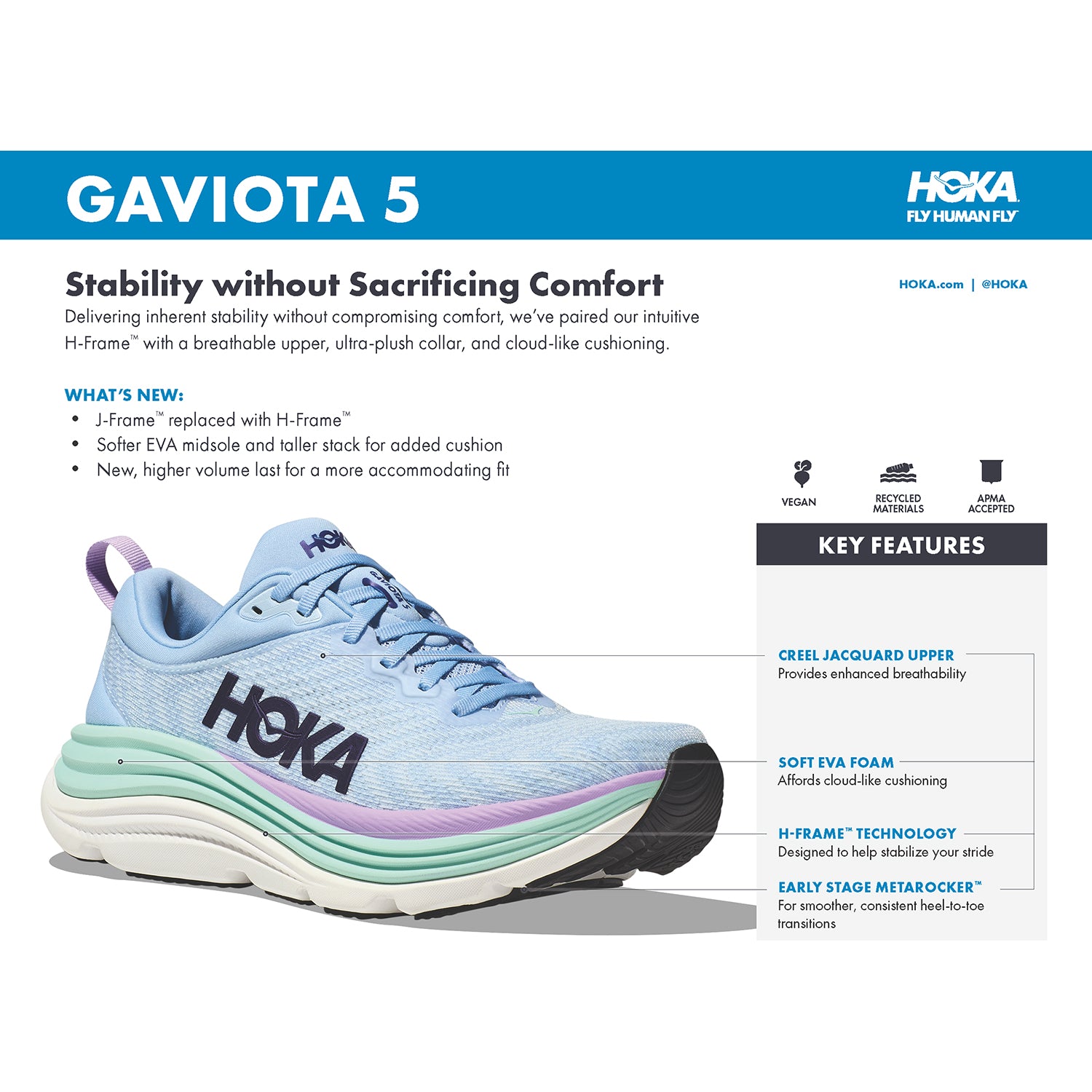 Womens Hoka one one Women's Hoka Gaviota 5 Harbor Mist/Rose Gold Mesh (Stability Support) Harbor Mist/Rose Gold Mesh