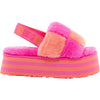Womens Ugg Women's UGG Disco Checker Slide Vibrant Coral/Rock Rose Sheepskin Vibrant Coral/Rock Rose Sheepskin
