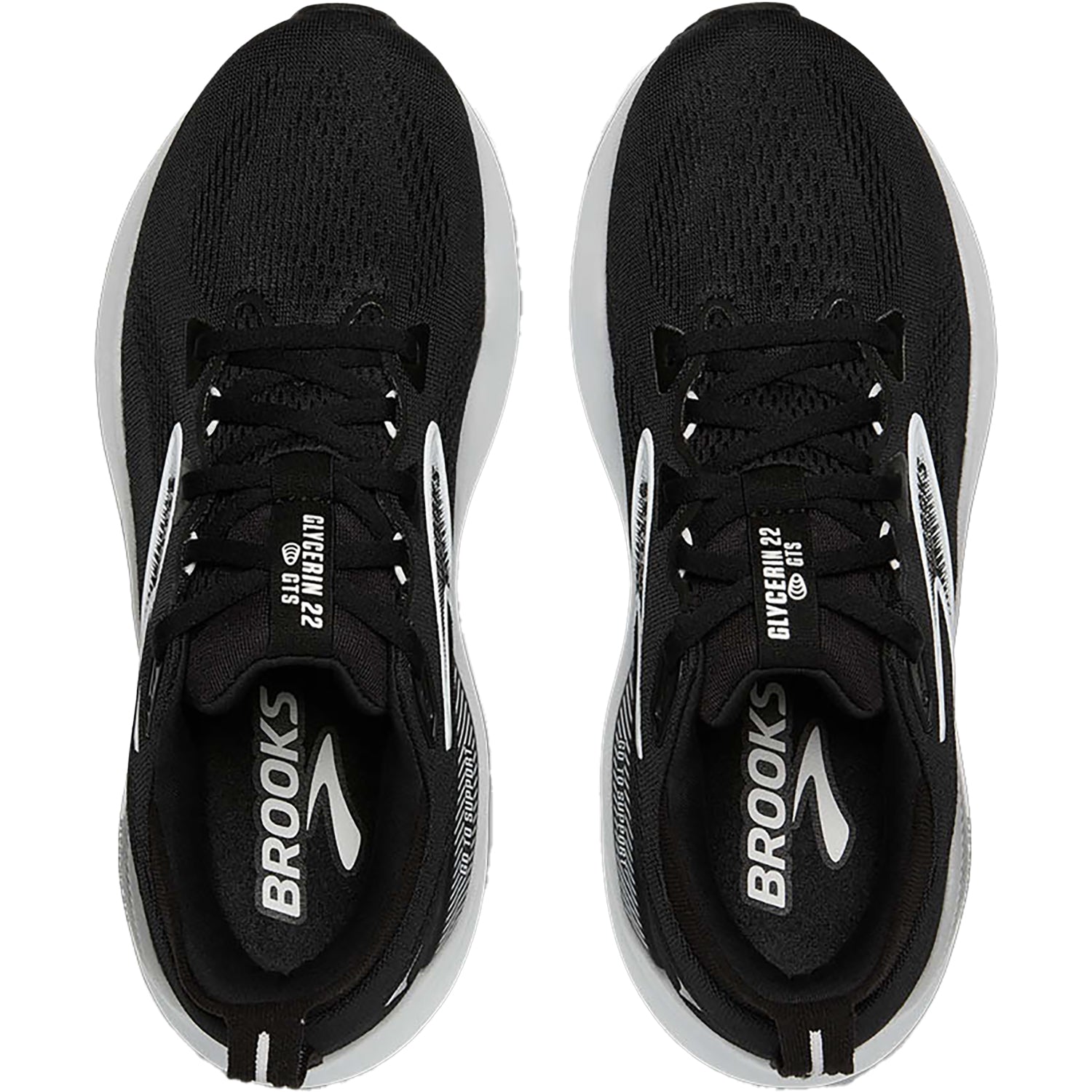 Womens Brooks Women's Brooks Glycerin GTS 22 Black/Grey/White Mesh (Neutral Support) (Stability Support) Black/Grey/White Mesh