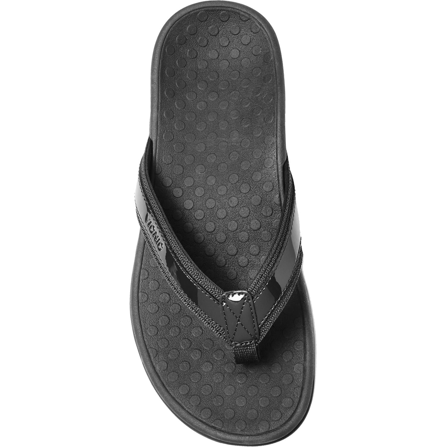 Womens Vionic Women's Vionic Tide II Black Patent Leather Black Leather