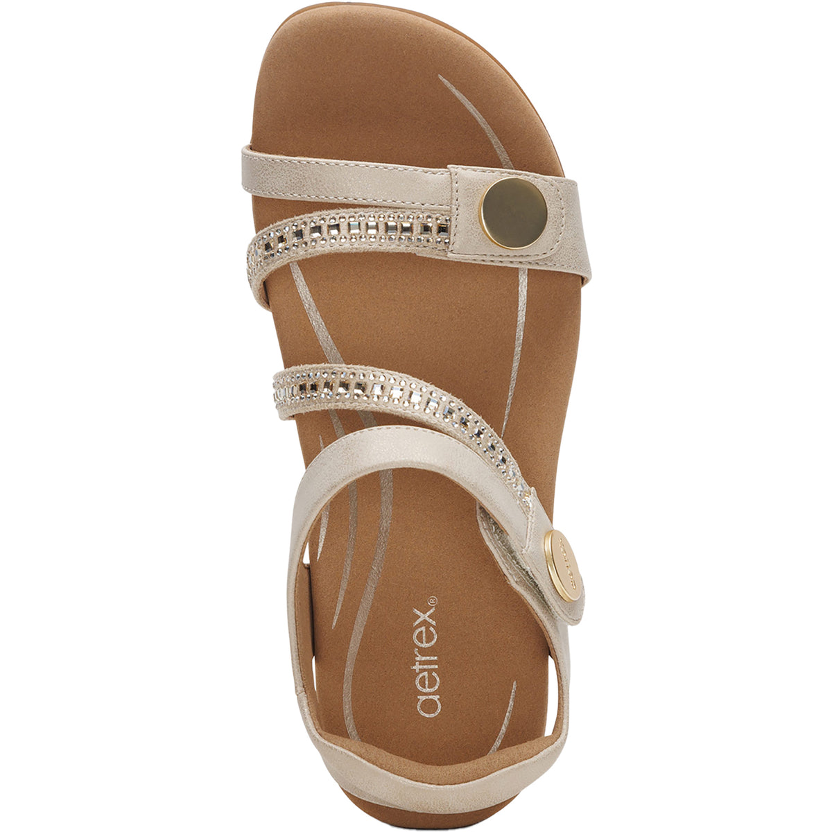 Aetrex Jess Jeweled Women's Sandals Champagne Sparkle – Footwear etc.