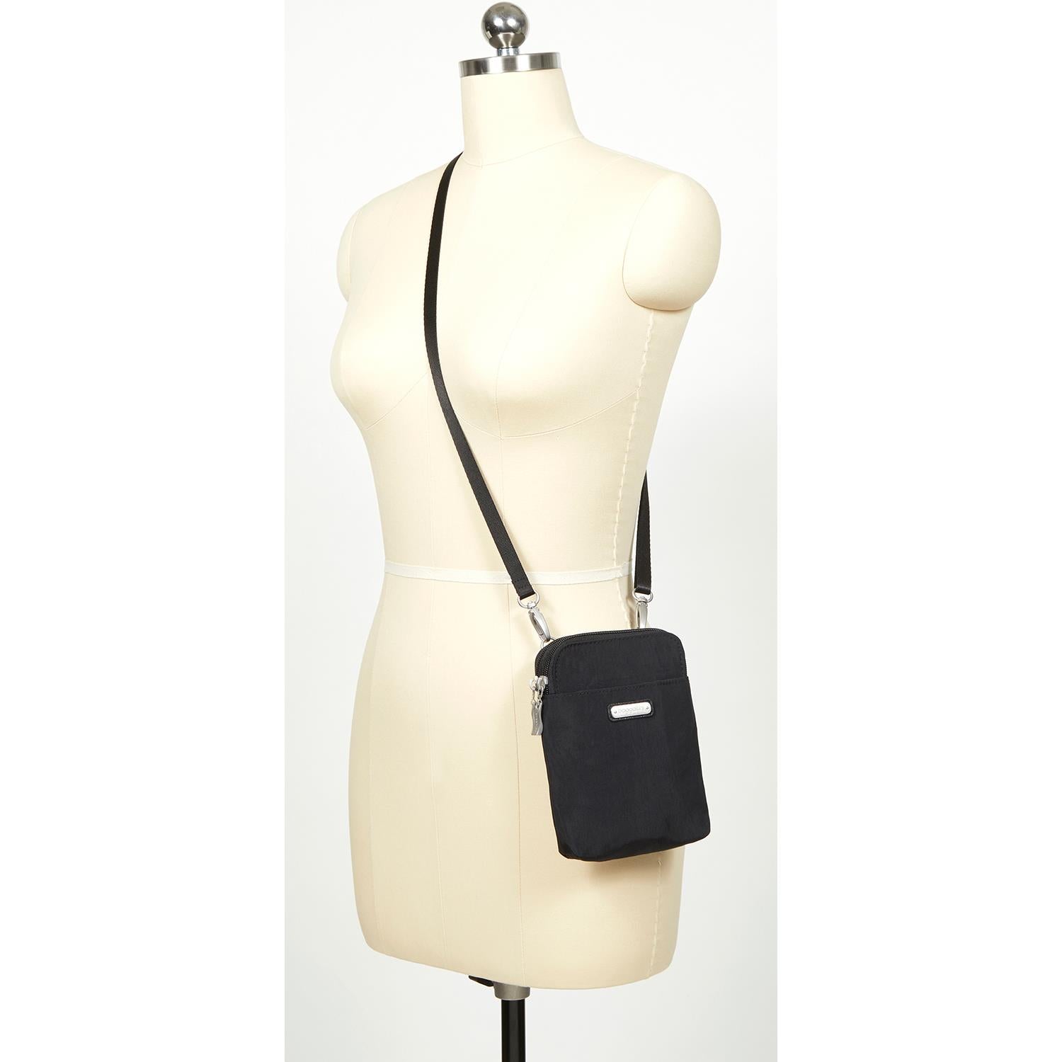 Womens Baggallini Baggallini Take Two RFID Bryant Crossbody Sterling Shimmer Nylon Sterling Shimmer Nylon