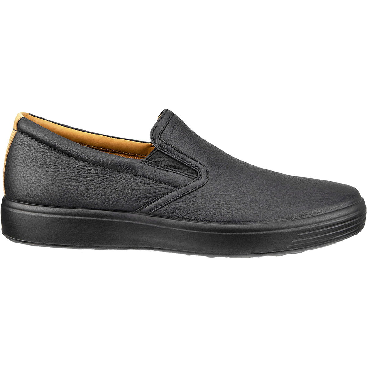 Men's Ecco Soft Slip On Black/Lion Leather – Footwear