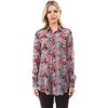 Womens Apny Women's APNY Half Button-Up Pullover Tunic White Paint Splatter Print White Paint Splatter