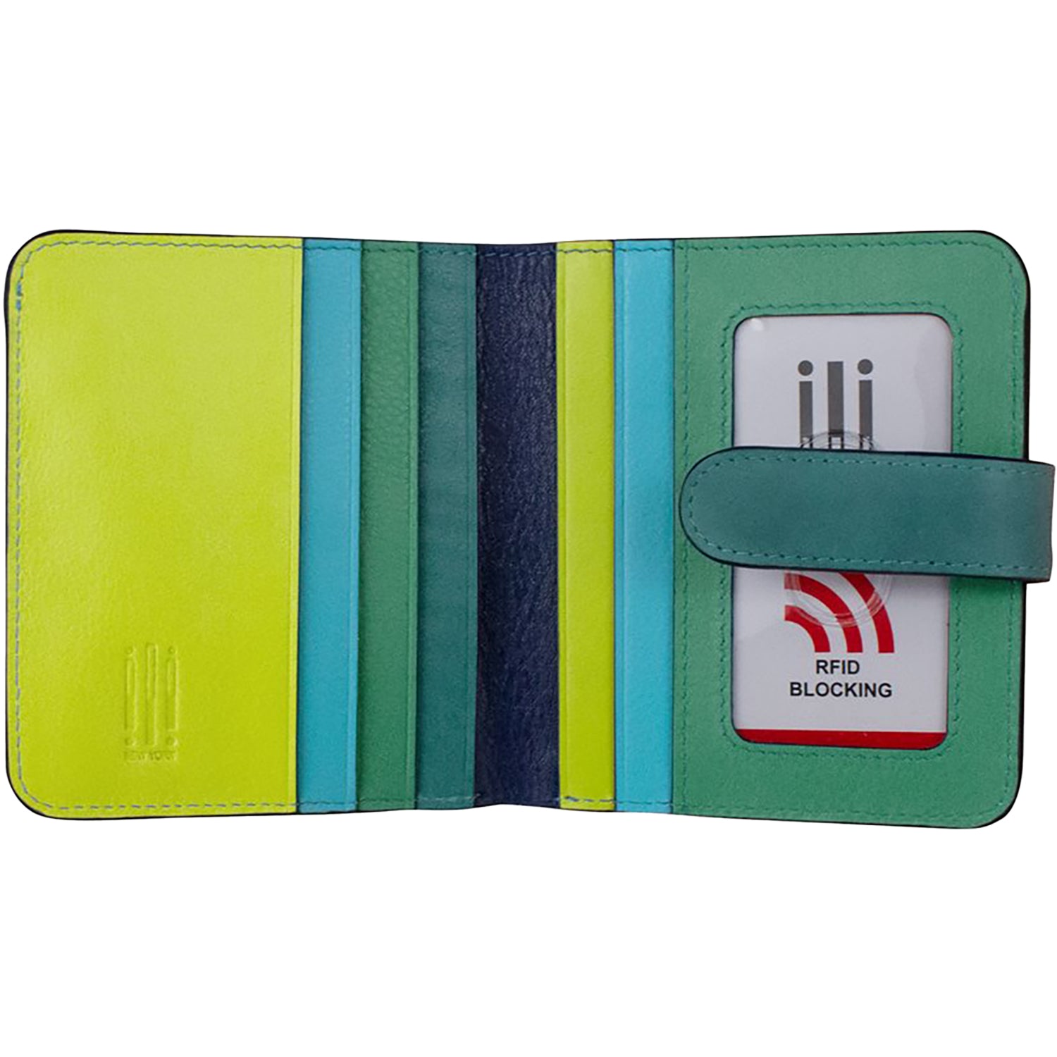 Womens Ili new york ili New York Bi-Fold Credit Card Wallet Serenity Multi Leather Serenity Multi Leather