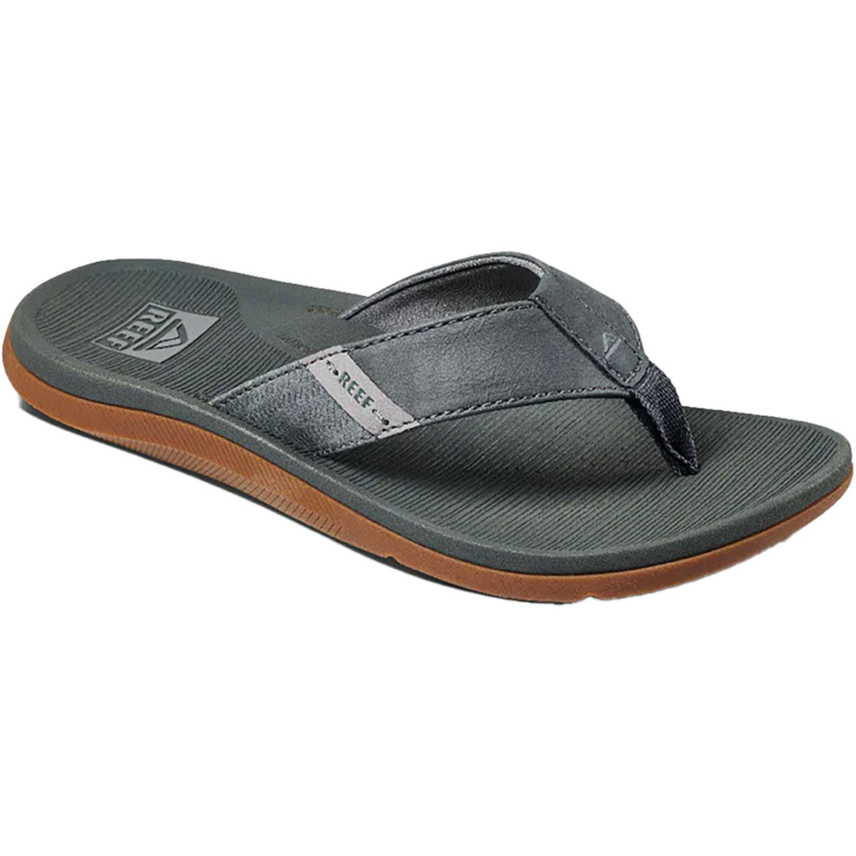 $59 Reef Santa Ana CI4652 Sandals Men\'s Gray Leather Round Toe Flip Flop Size 14 Reef Santa Ana Mens Vegan Leather Sandals | Mens White  main image 4