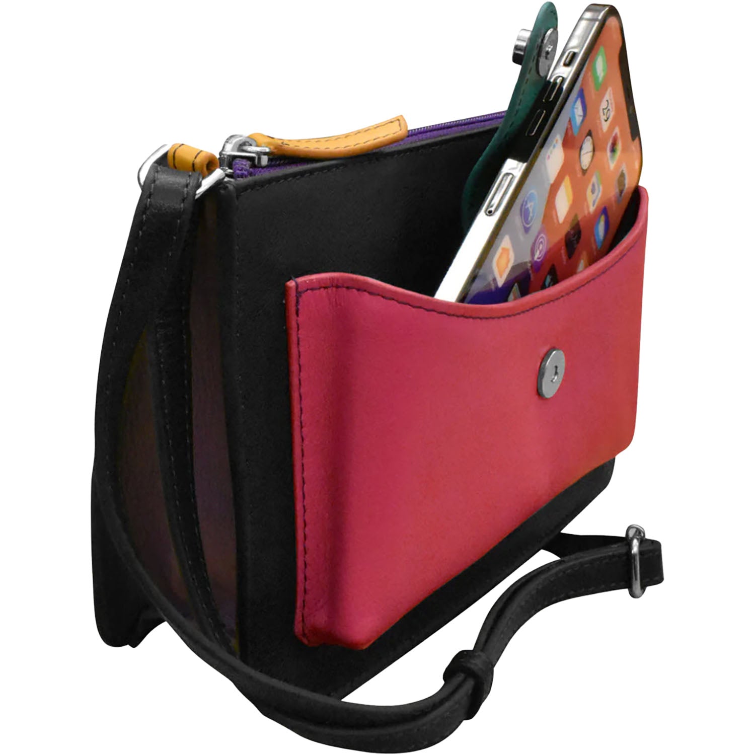 Womens Ili new york ili New York Front Pocket Phone Bag Black Brights Black Brights