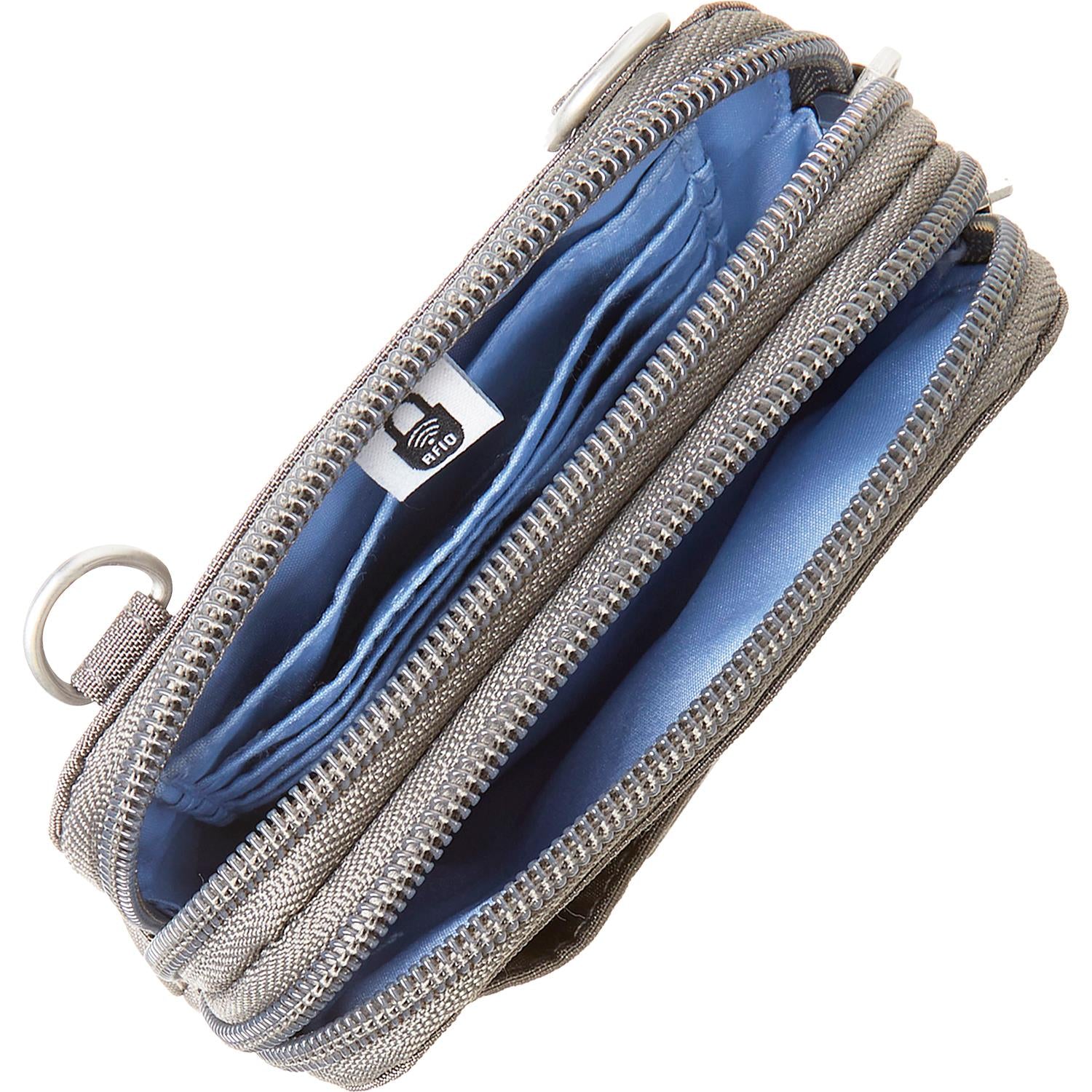 Womens Baggallini Baggallini Take Two RFID Bryant Crossbody Sterling Shimmer Nylon Sterling Shimmer Nylon