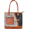 Womens Vaan & co. Women's Vaan and Co. Tessa Tote Black/Grey/Tan Leather Black/Grey/Tan Leather