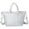 Womens Baggallini Baggallini Quilted Convertible Shopper Pewter Metallic Nylon Pewter Metallic Nylon