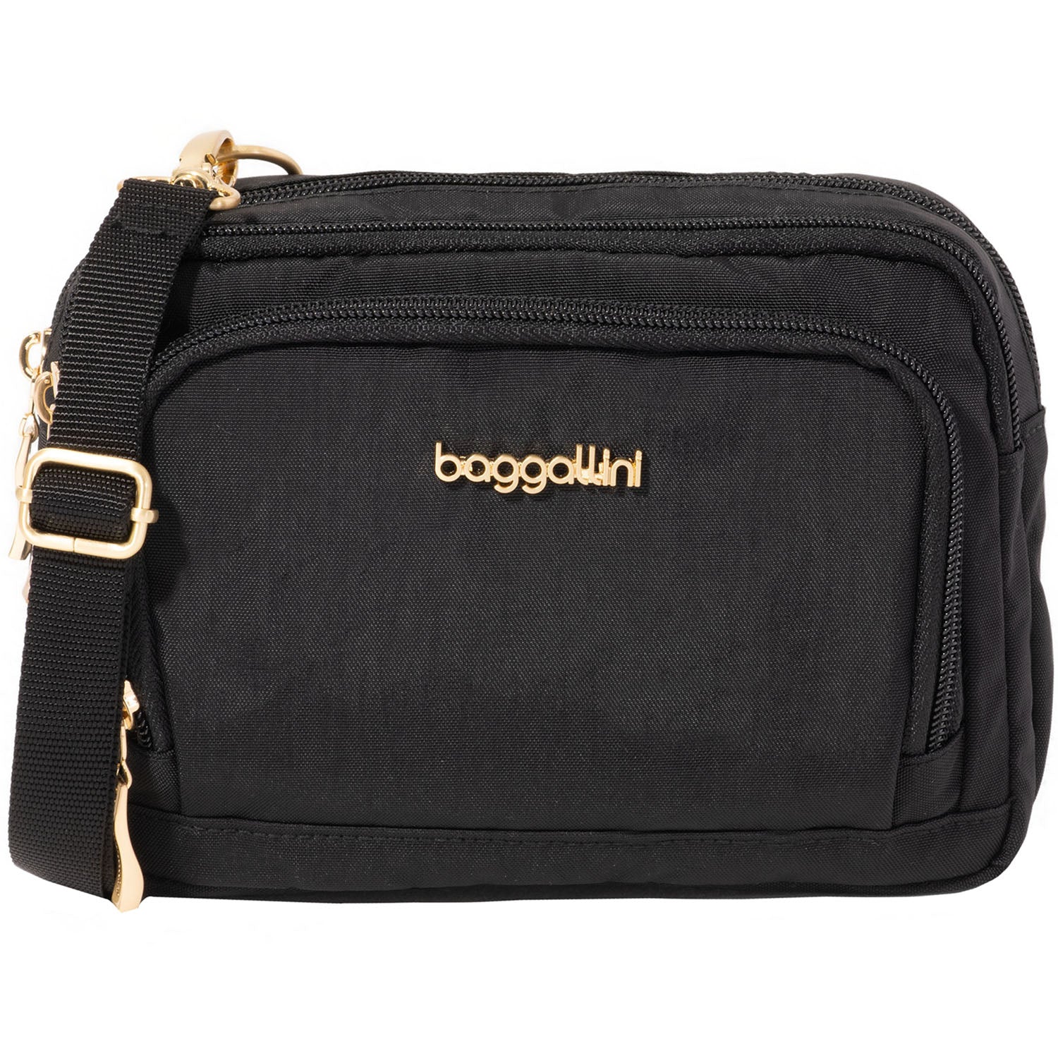 Womens Baggallini Baggallini Trifecta RFID Wallet Crossbody Black/Gold Black/Gold
