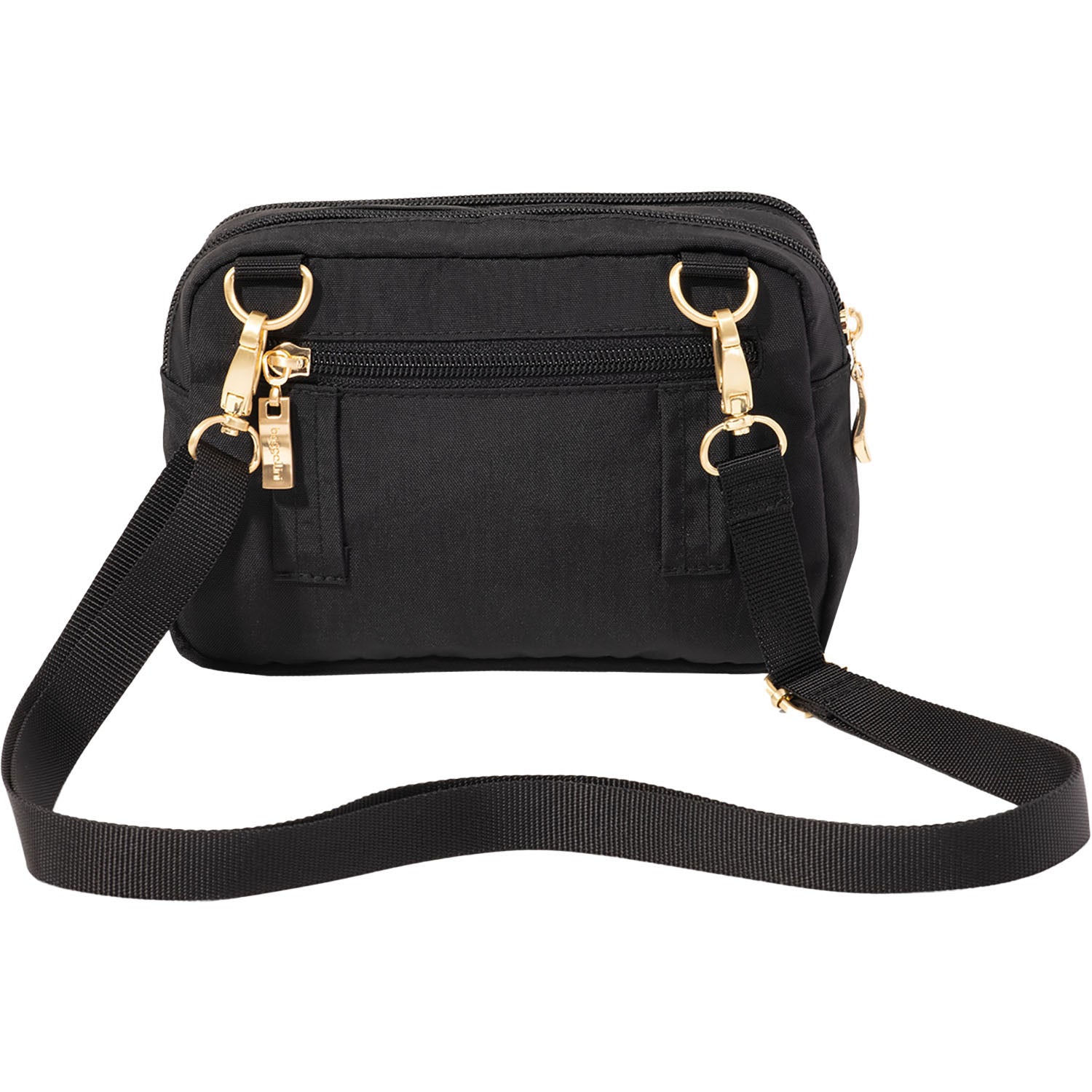 Womens Baggallini Baggallini Trifecta RFID Wallet Crossbody Black/Gold Black/Gold