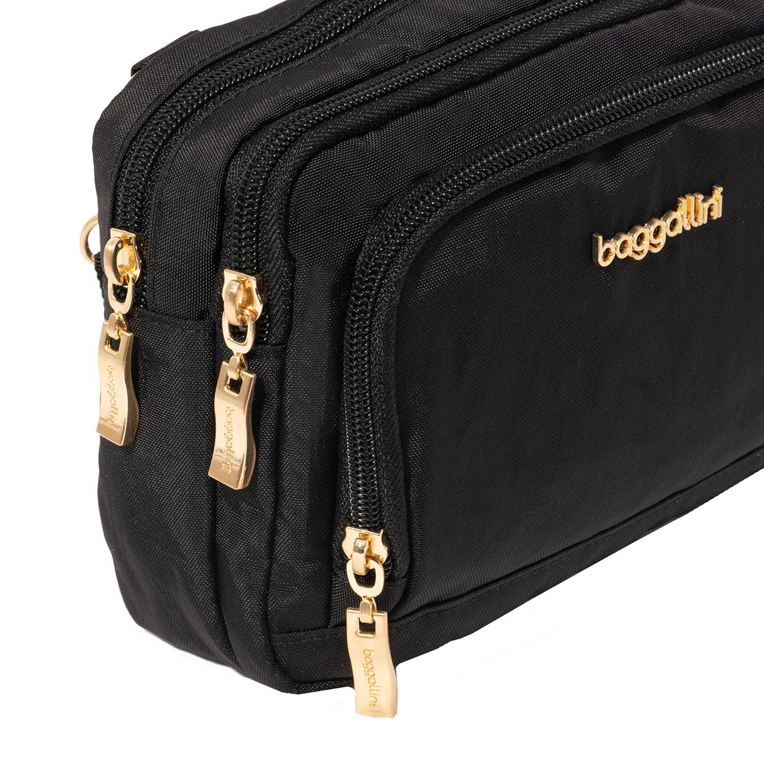 Womens Baggallini Baggallini Trifecta RFID Wallet Crossbody Black/Gold Black/Gold