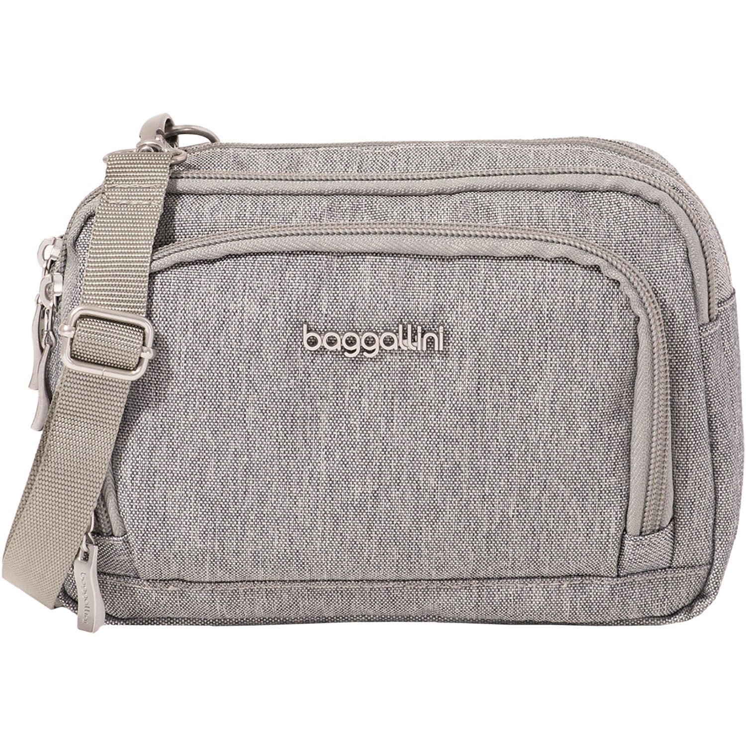 Womens Baggallini Baggallini Trifecta RFID Wallet Crossbody Stone Heritage Stone Heritage