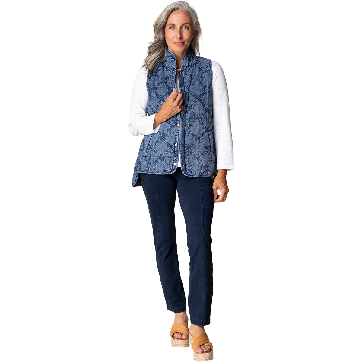 Habitat Washed Quilt Cotton Vest Women's Outerwear Indigo