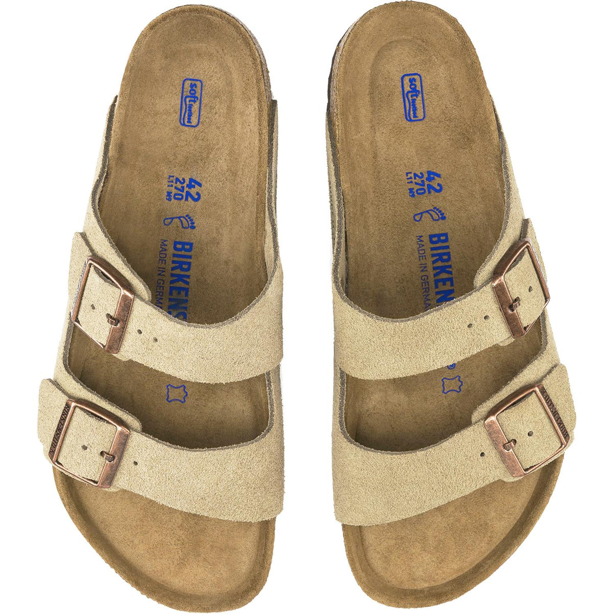 Birkenstock Arizona Taupe Suede Fit Flat Sandals in Natural