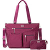 Womens Baggallini Baggallini Any Day Tote With RFID Phone Wristlet Eggplant Nylon Eggplant Nylon