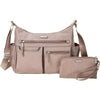 Womens Baggallini Baggallini Anywhere Large Hobo Tote with RFID Phone Wristlet Portobello Nylon Portobello Nylon