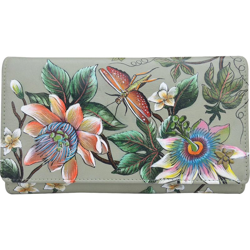 Women's Anuschka Three Fold Wallet Floral Passion Leather