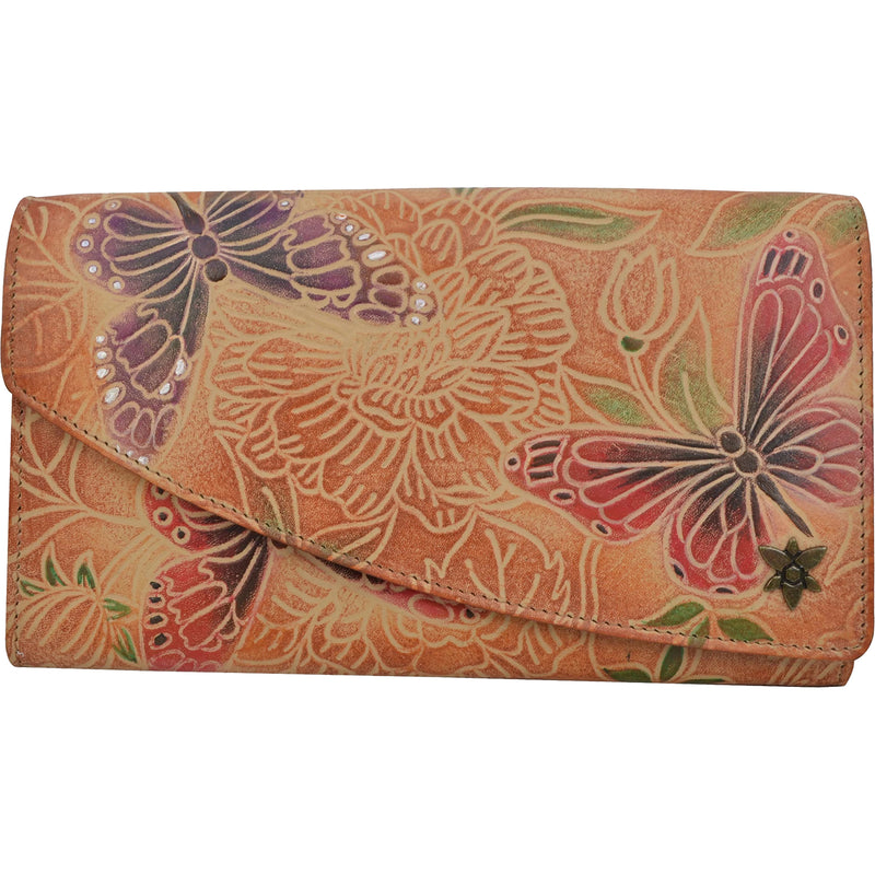 Women's Anuschka Accordion Flap Wallet Tooled Butterfly Multi Leather