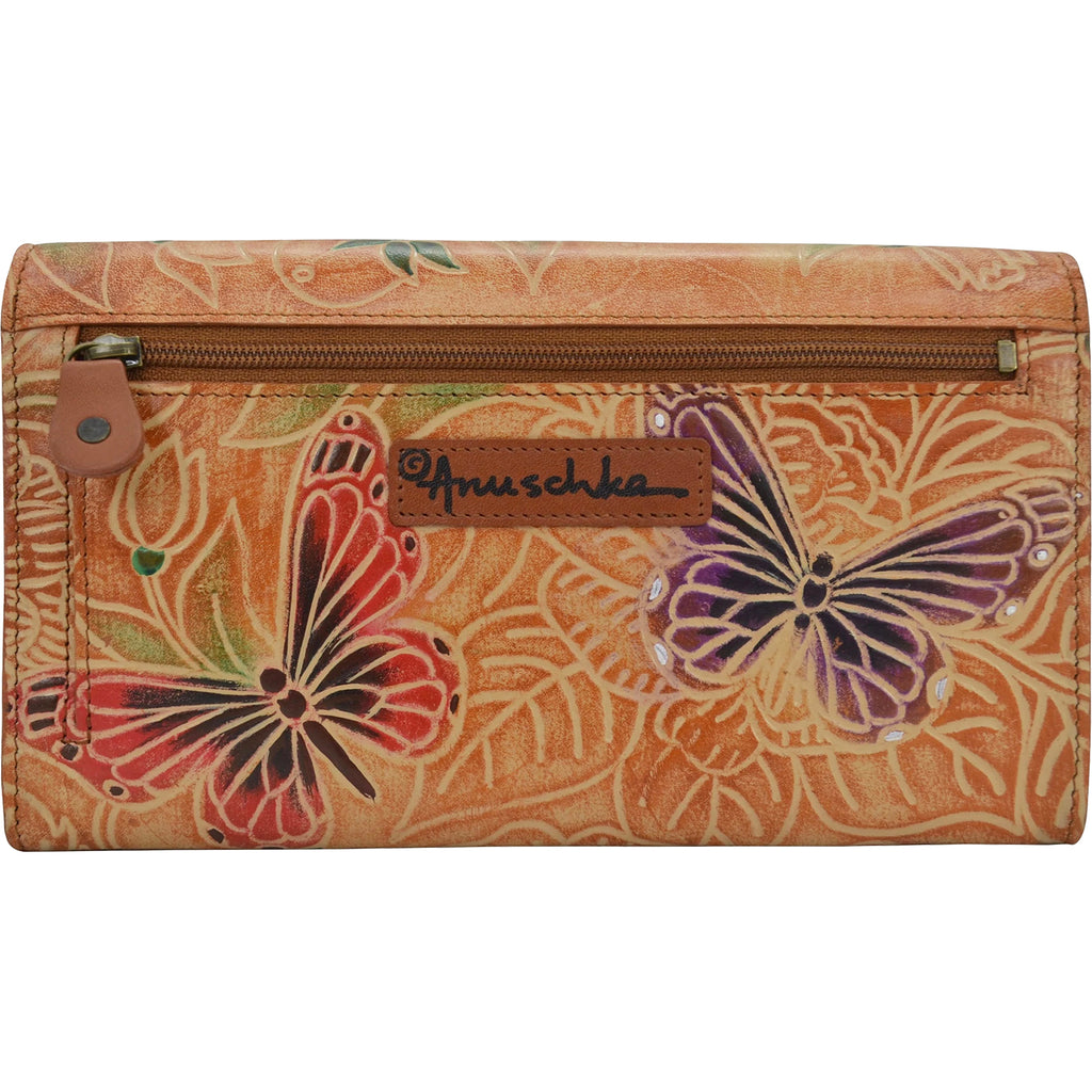 Womens Anuschka Women's Anuschka Accordion Flap Wallet Tooled Butterfly Multi Leather Tooled Butterfly Multi Leather