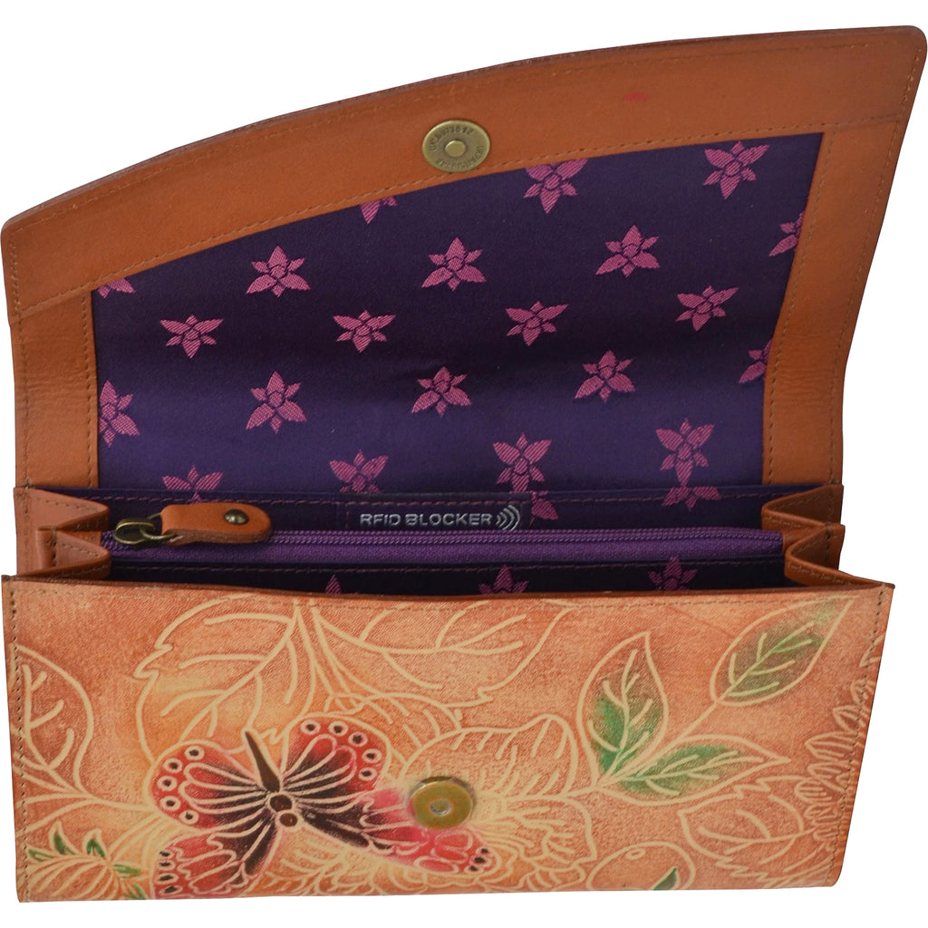 Womens Anuschka Women's Anuschka Accordion Flap Wallet Tooled Butterfly Multi Leather Tooled Butterfly Multi Leather