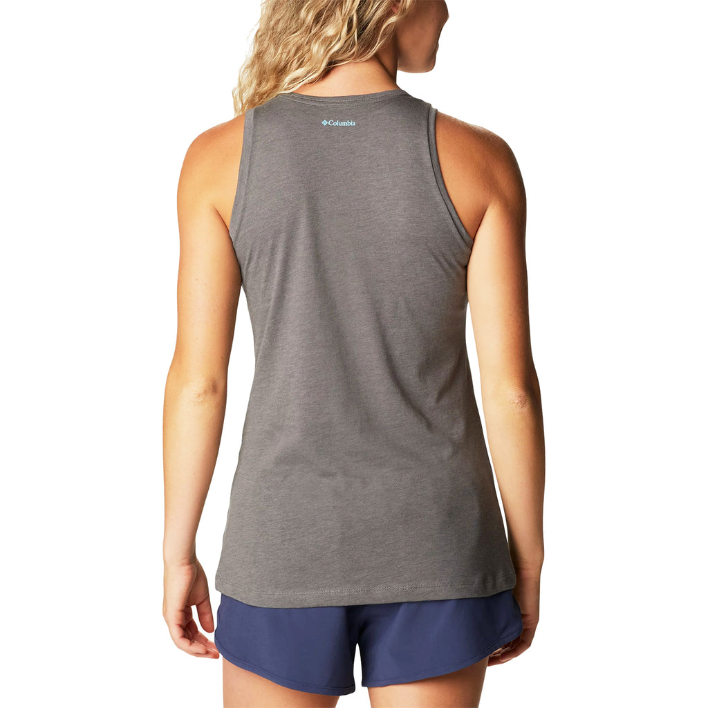 Womens Columbia Women's Columbia Bluff Mesa Tank Charcoal Floral Leafscape Charcoal Floral Leafscape