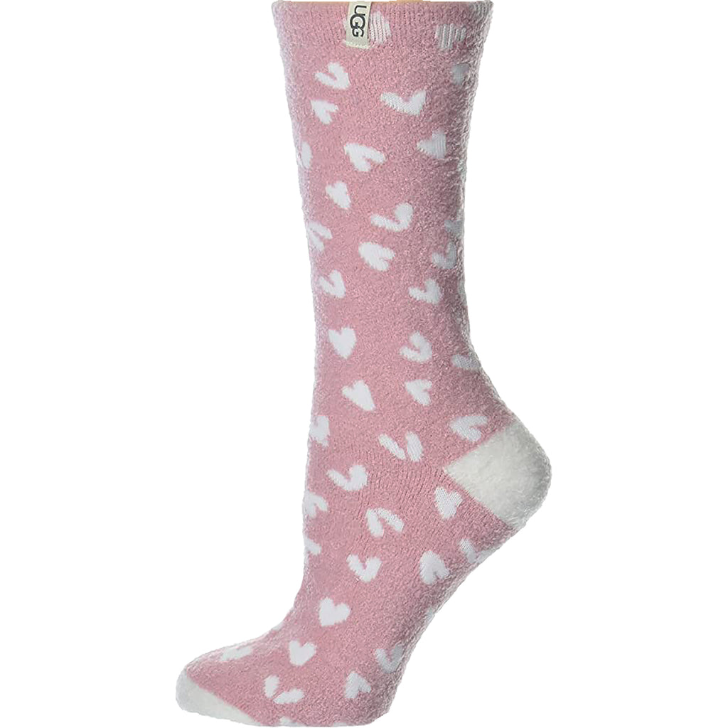 Womens Ugg Women's UGG Leslie Graphic Crew Sock Clay Pink Hearts Clay Pink Hearts