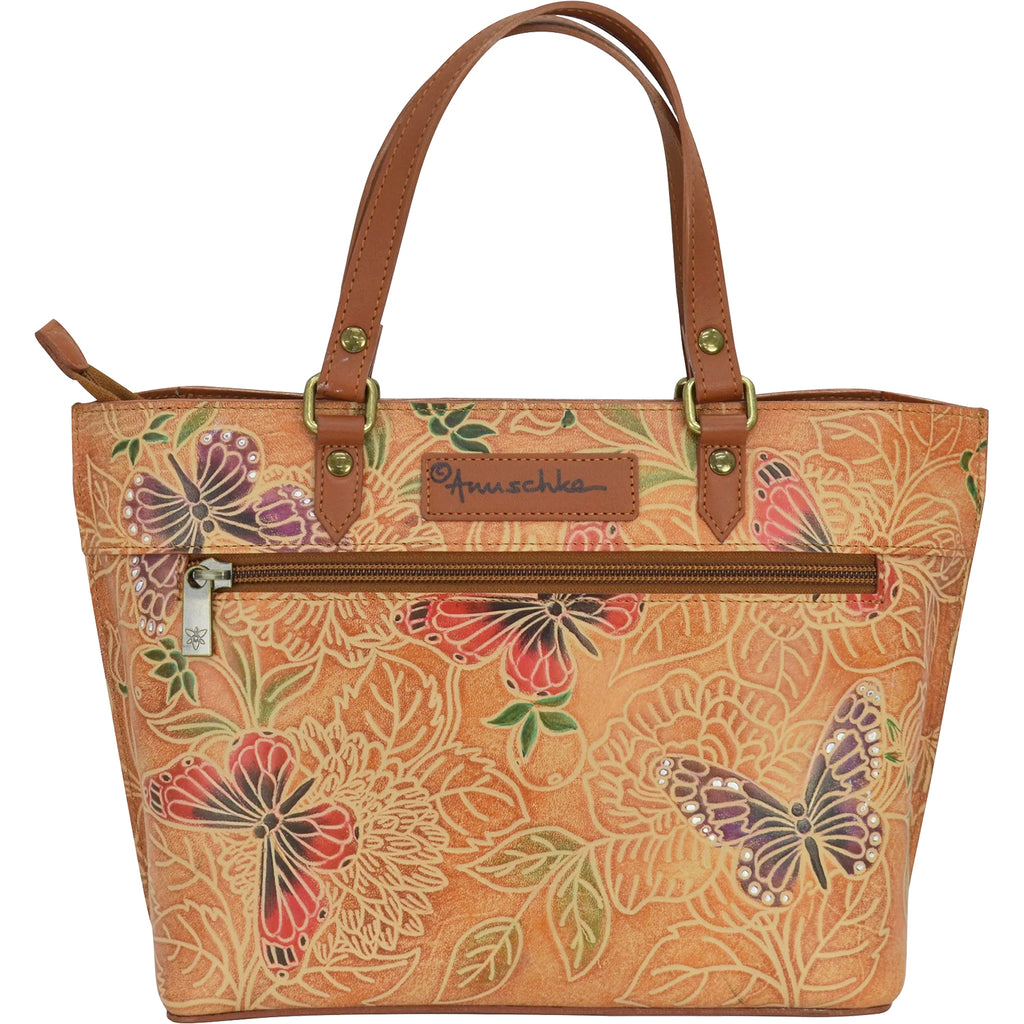 Womens Anuschka Women's Anuschka Medium Tote Tooled Butterfly Multi Leather Tooled Butterfly Multi Leather