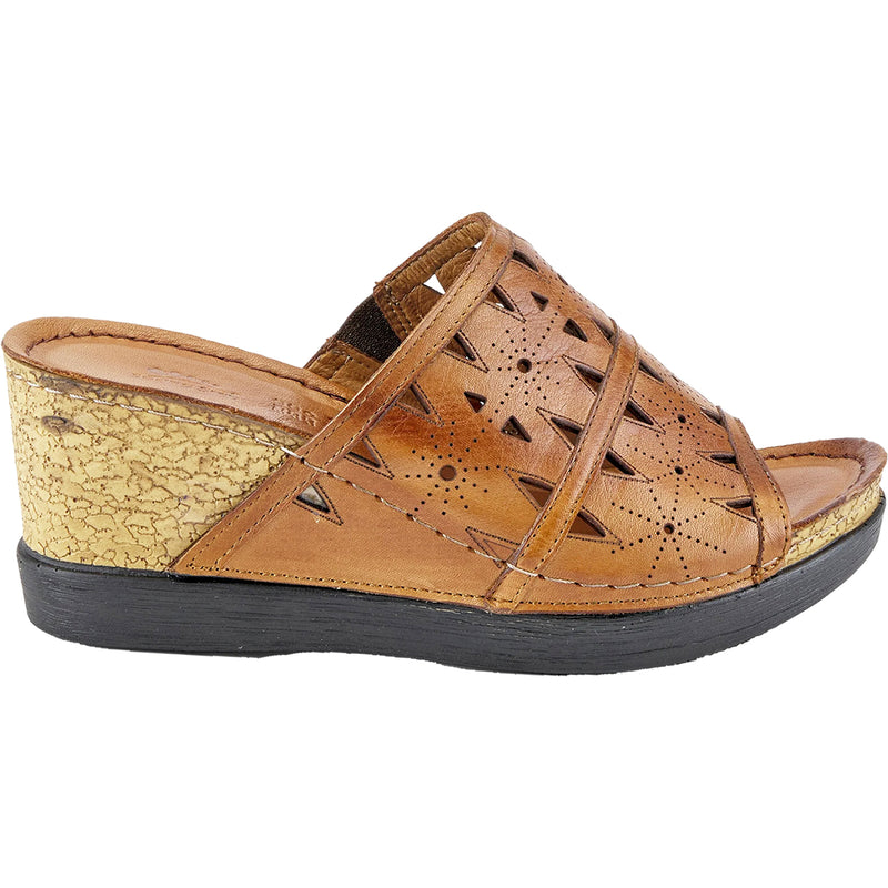 Women's Spring Step Fusawedge Camel Leather