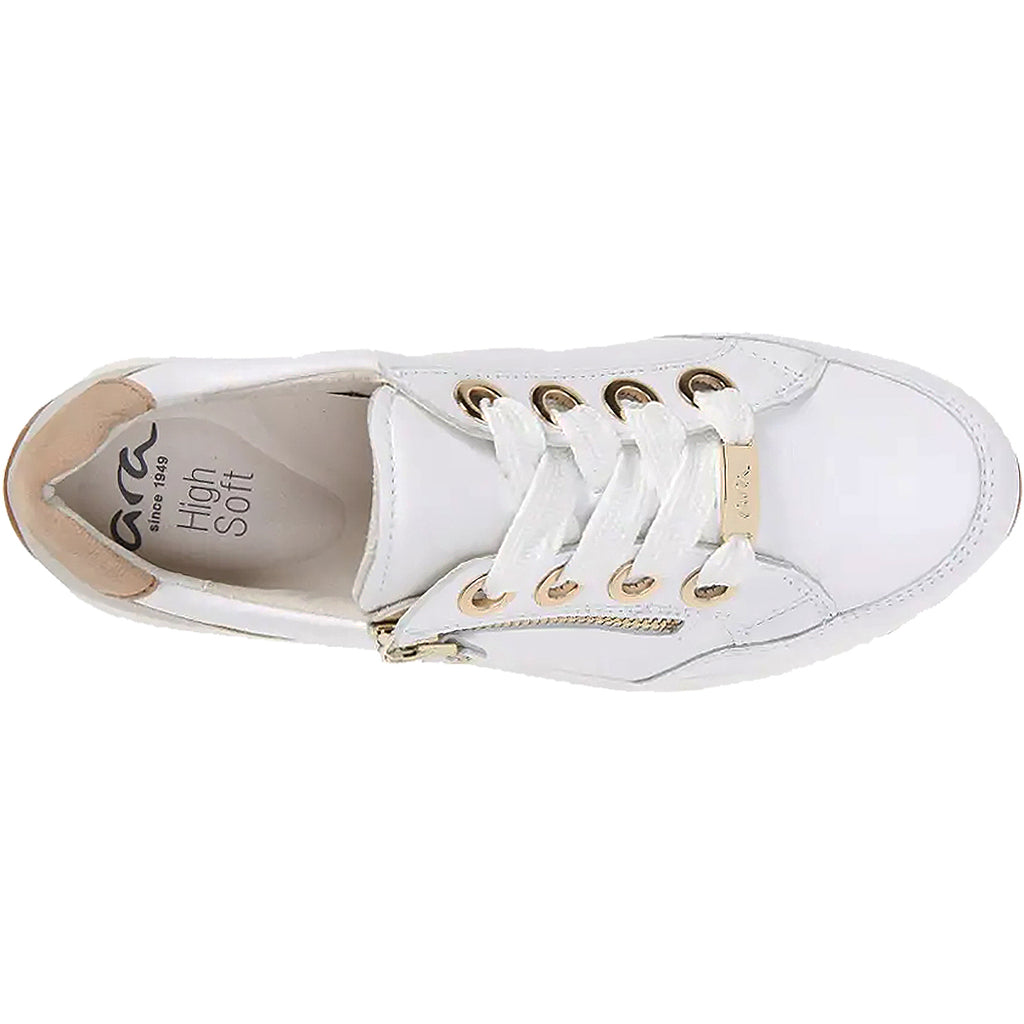 Womens Ara shoes Women's Ara Ollie White/Gold Leather White/Gold Leather