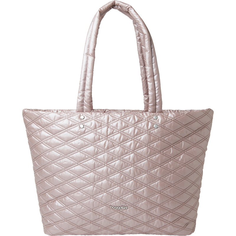 Women's Baggallini Quilted Tote Rose Metallic Nylon