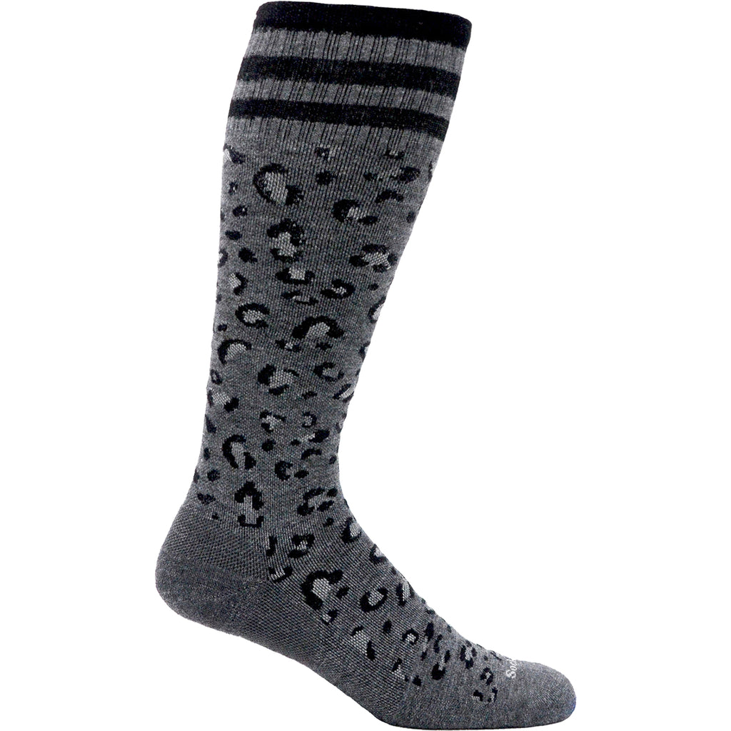 Womens Sockwell Women's Sockwell Leopard Charcoal Knee High Socks 15-20 mmHg Charcoal