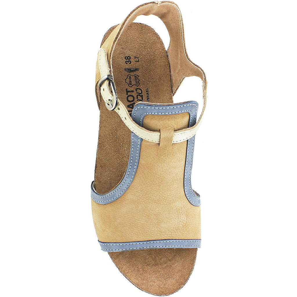 Womens Naot Women's Naot Fiona Nude/Feathery Blue/Gold Nubuck/Leather Nude/Feathery Blue/Gold Nubuck/Leather