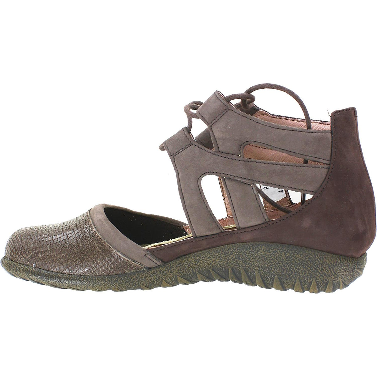 Women's Naot Kata Brown Lizard/Shiitake Leather/Nubuck