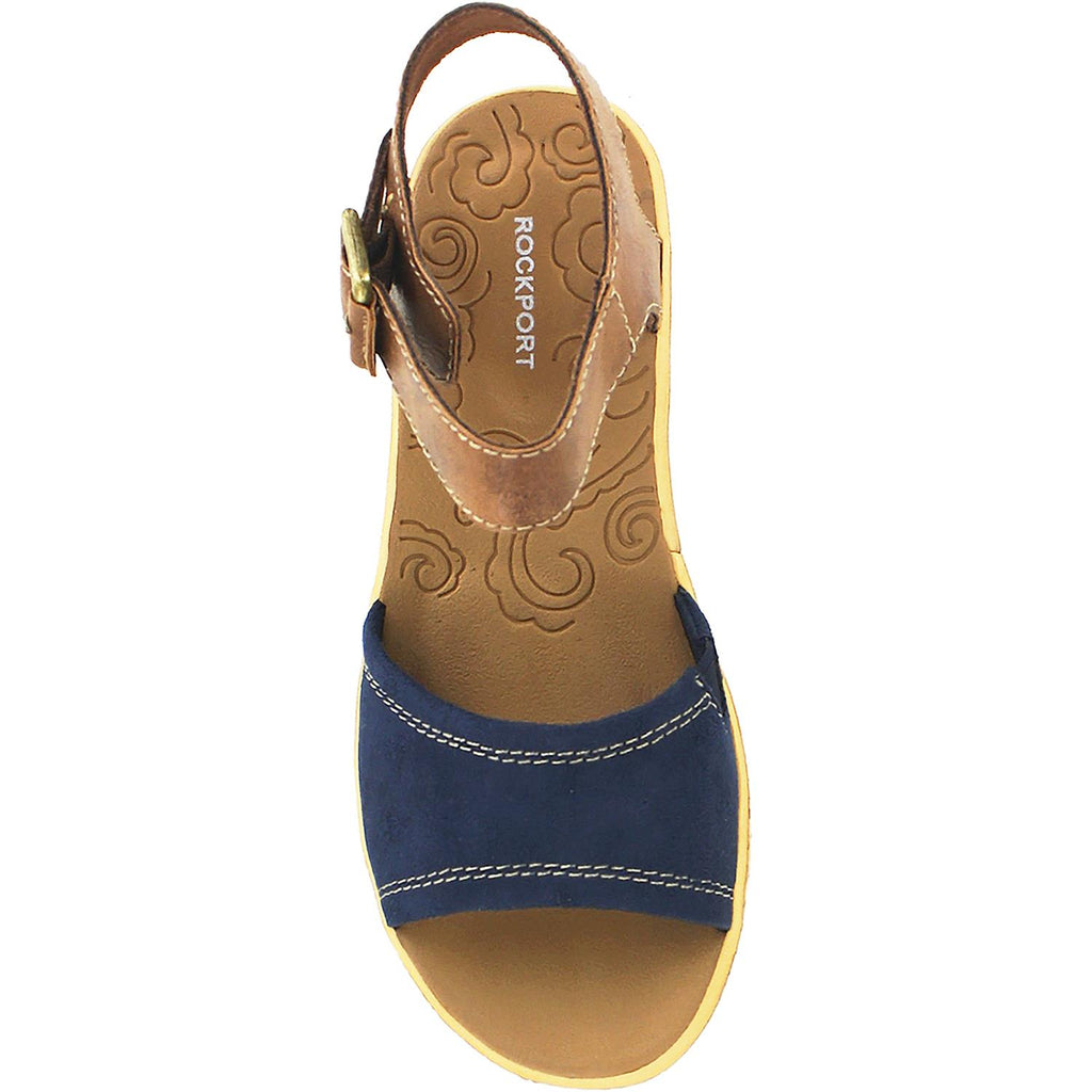 Womens Rockport Women's Rockport Weekend Casuals Lanea Ankle Strap Navy Suede/Leather Navy Suede/Leather