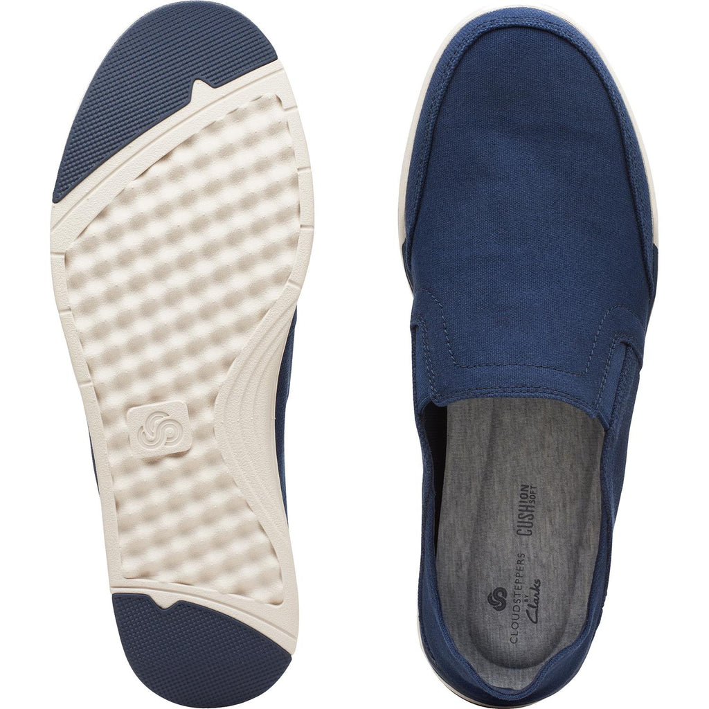Mens Clarks Men's Clarks Cloudsteppers Step Isle Row Navy Canvas Navy Canvas