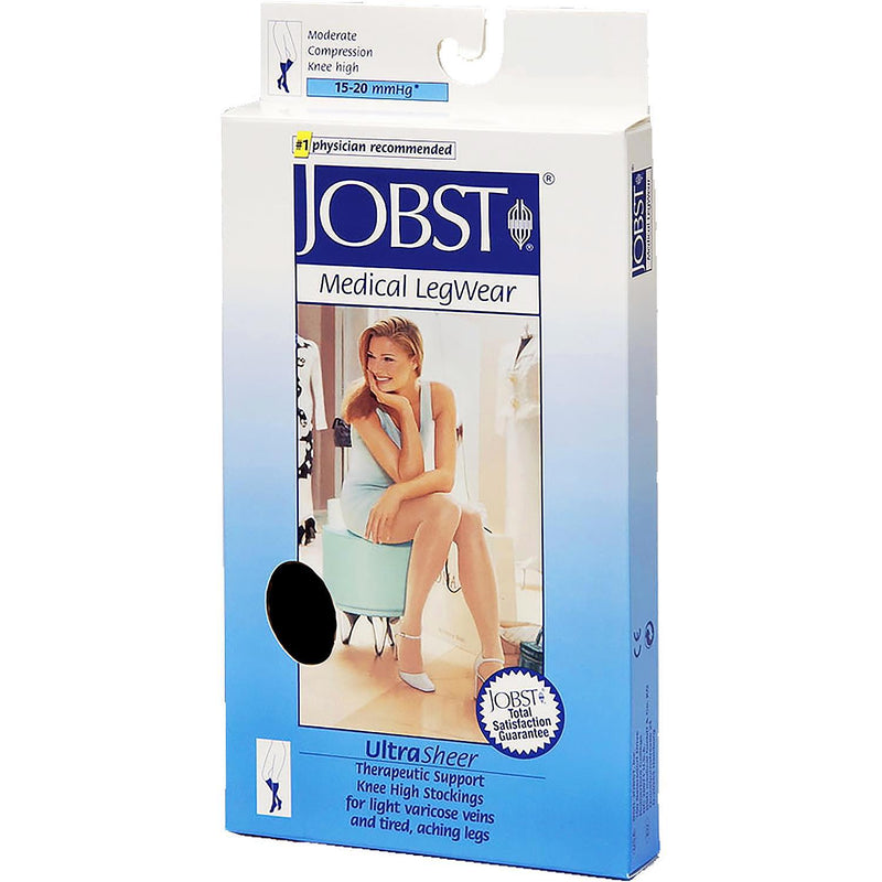 Women's Jobst Ultra Sheer Knee High Socks 15-20 mmHg Black Large