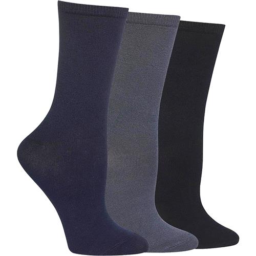 Womens Hot sox Women's Hot Sox Solid Trouser Socks 3 Pair Pack Navy/Grey/Black Navy/Grey/Black
