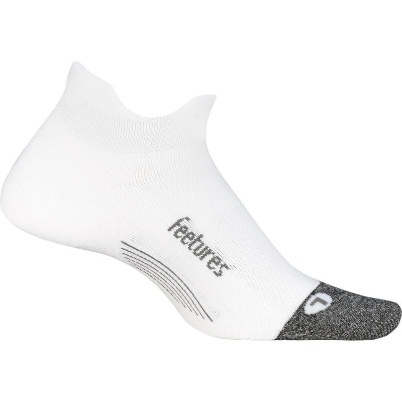 Unisex Feetures Elite Light Cushion No Show Tab Socks White